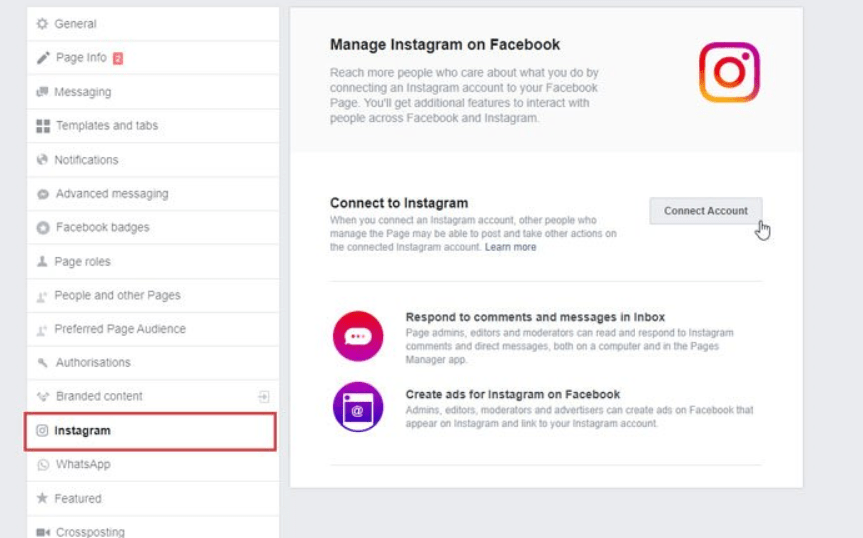 How to connect WhatsApp and Instagram to Facebook Page