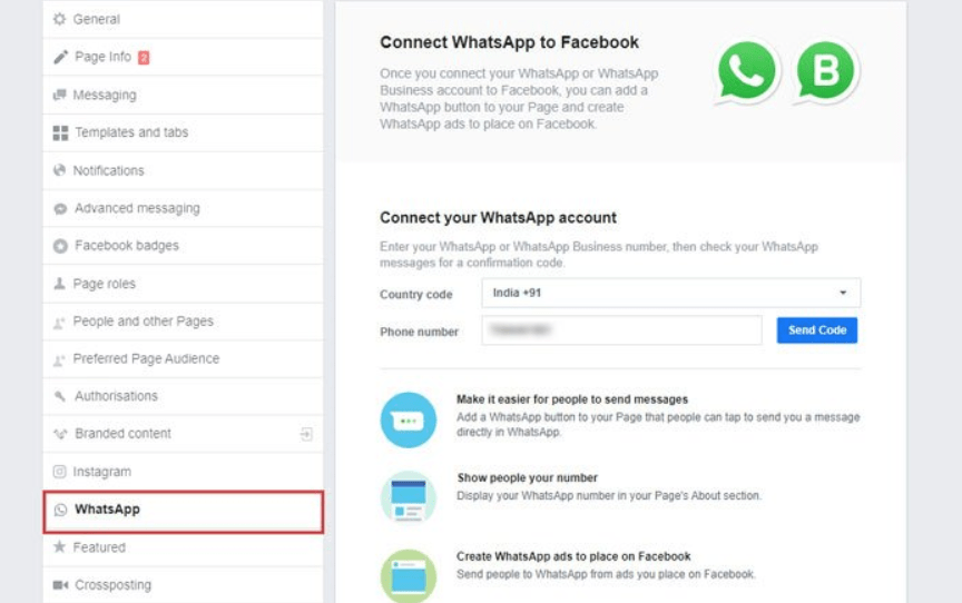 How to connect WhatsApp and Instagram to Facebook Page